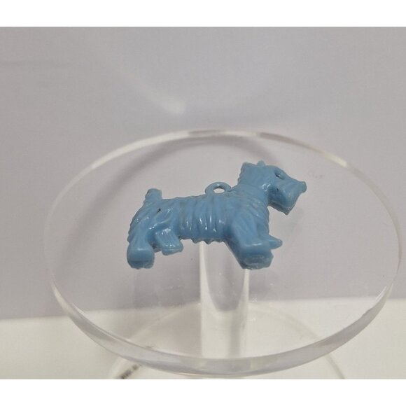 Blue Plastic Terrier Dog Vintage Charm Pendant Jewelry W Collar Scottish Westie - Picture 11 of 12